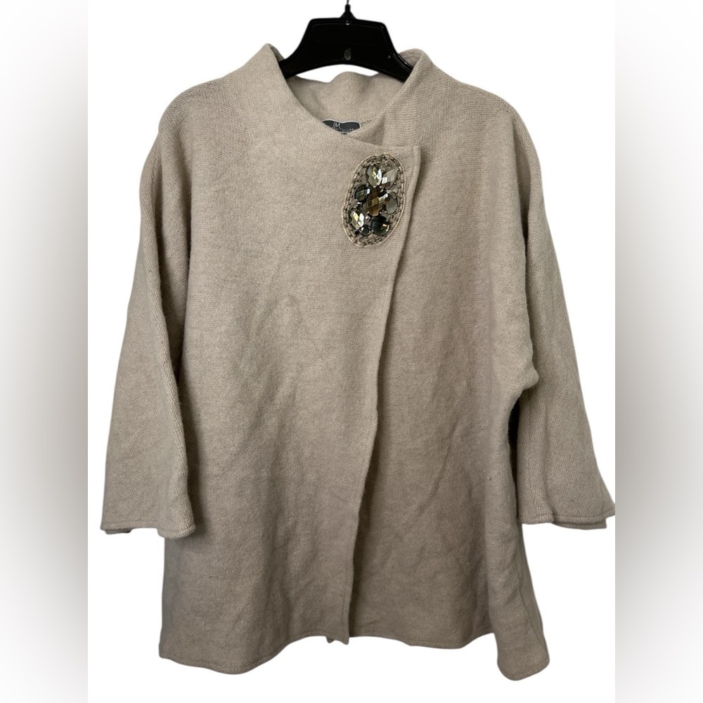 JM Collection Wool Beaded asymmetric cardigan sweater XL